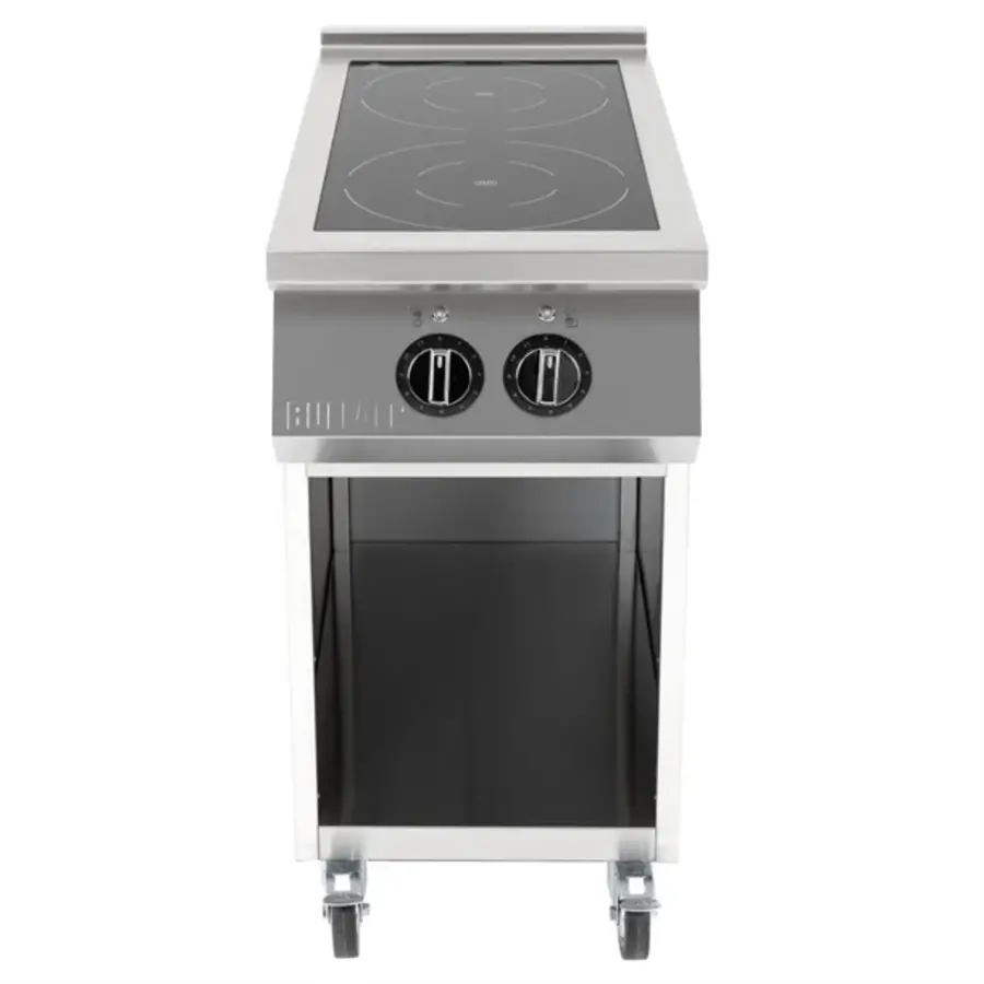 plaque de cuisson à induction autonome avec 2 zones de cuisson | acier inoxydable | 90(h)x40(l)x75(p)cm