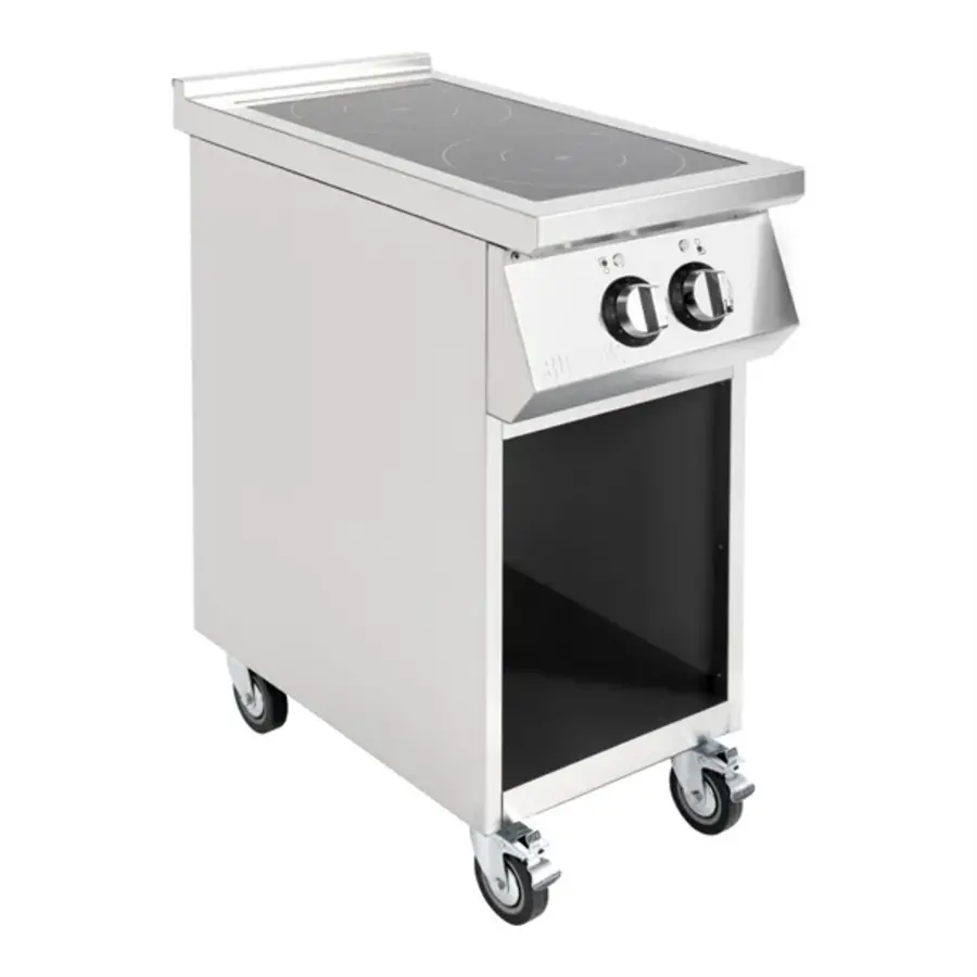 plaque de cuisson à induction autonome avec 2 zones de cuisson | acier inoxydable | 90(h)x40(l)x75(p)cm