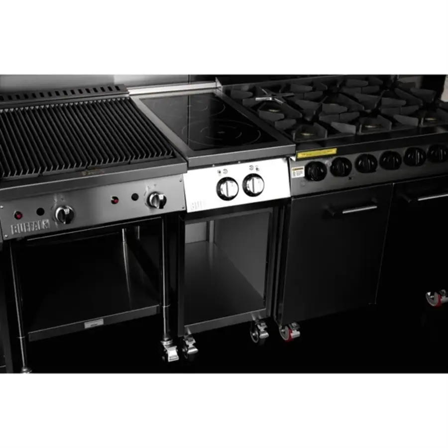 plaque de cuisson à induction autonome avec 2 zones de cuisson | acier inoxydable | 90(h)x40(l)x75(p)cm