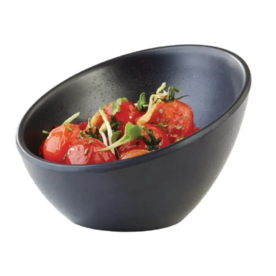 zen melamine round slanted bowl black |150ml