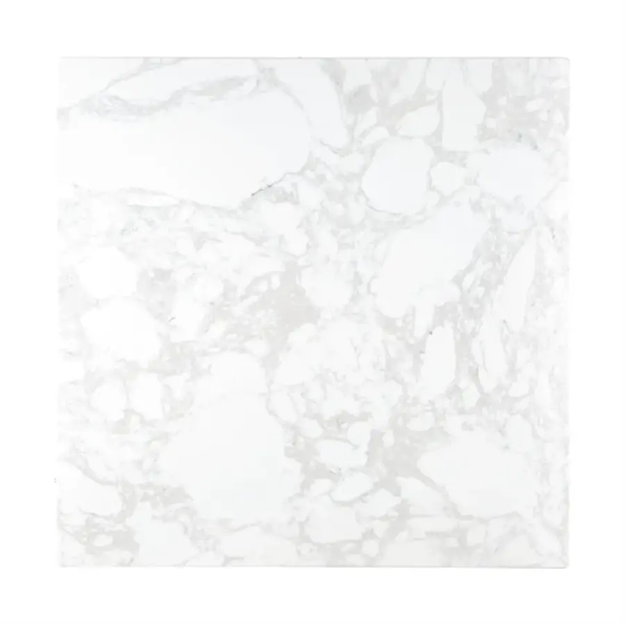 square table top with marble effect, white, | 600mm