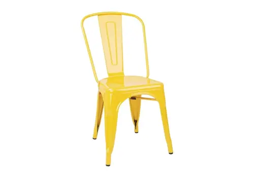  Bolero Chaises d'appoint en acier Bistro | Jaune | (4 pièces) 