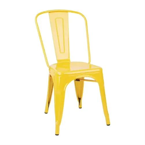  Bolero Chaises d'appoint en acier Bistro | Jaune | (4 pièces) 