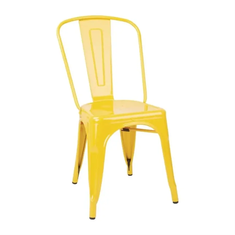 Bistro stalen bijzetstoelen geel | (4 stuks)