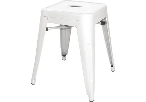  Bolero tabouret bas bistrot en acier blanc | (4 pièces) 