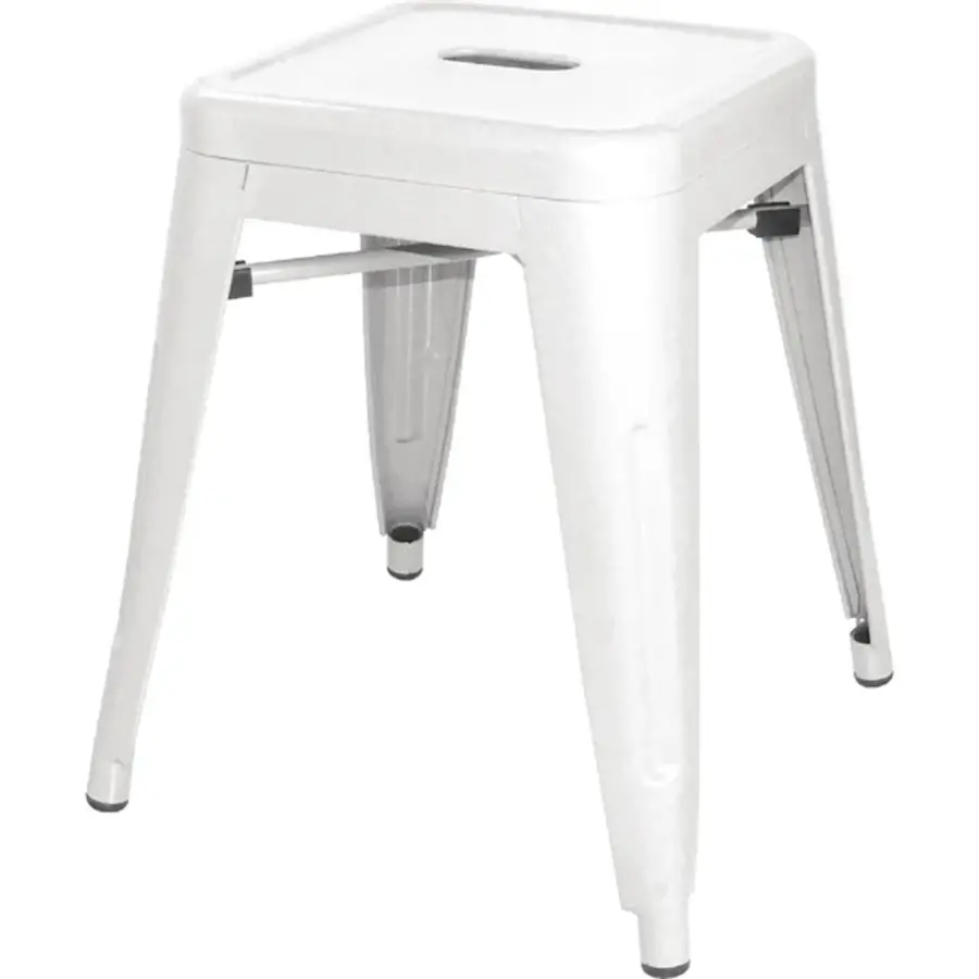 tabouret bas bistrot en acier blanc | (4 pièces)