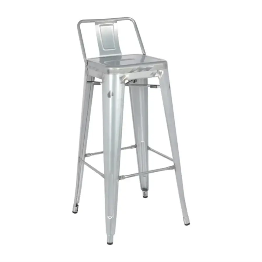 tabouret haut de bistrot en acier avec dossier | (4 pièces) Garantie de prix