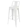 Bolero Tabouret haut Bistro en acier avec dossier | Blanc | (4 pièces)
