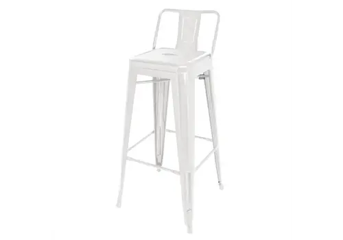  Bolero Tabouret haut Bistro en acier avec dossier | Blanc | (4 pièces) 