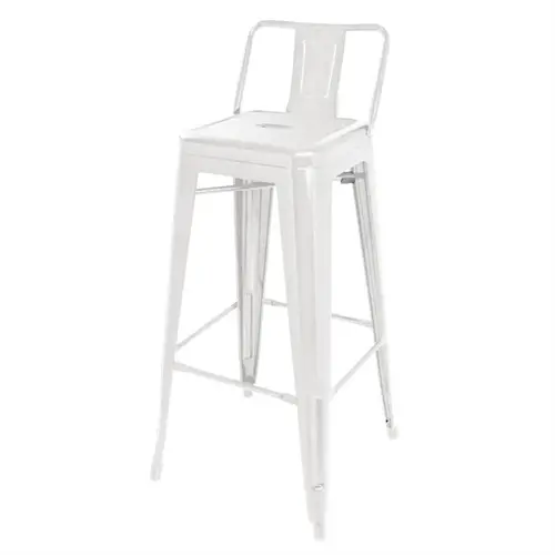  Bolero Bistro steel high stool with backrest | White | (4 pieces) 