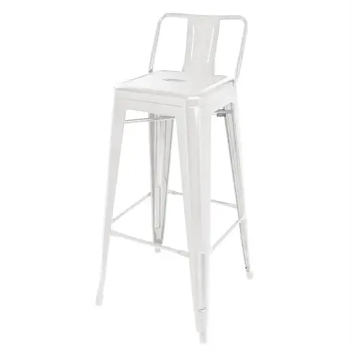  Bolero Tabouret haut Bistro en acier avec dossier | Blanc | (4 pièces) 