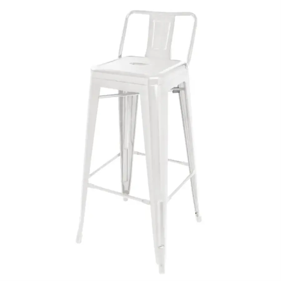 Bistro steel high stool with backrest | White | (4 pieces)
