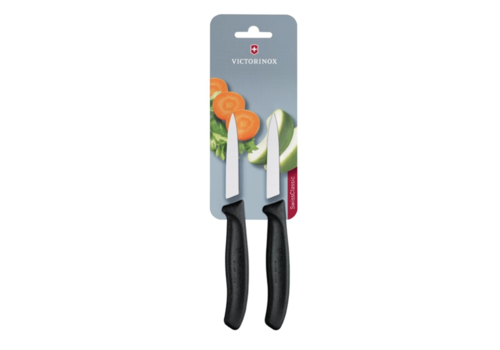  Victorinox Couteau d'office pointu 8 cm noir | acier inoxydable | 2 pièces | 18,9(l)cm 