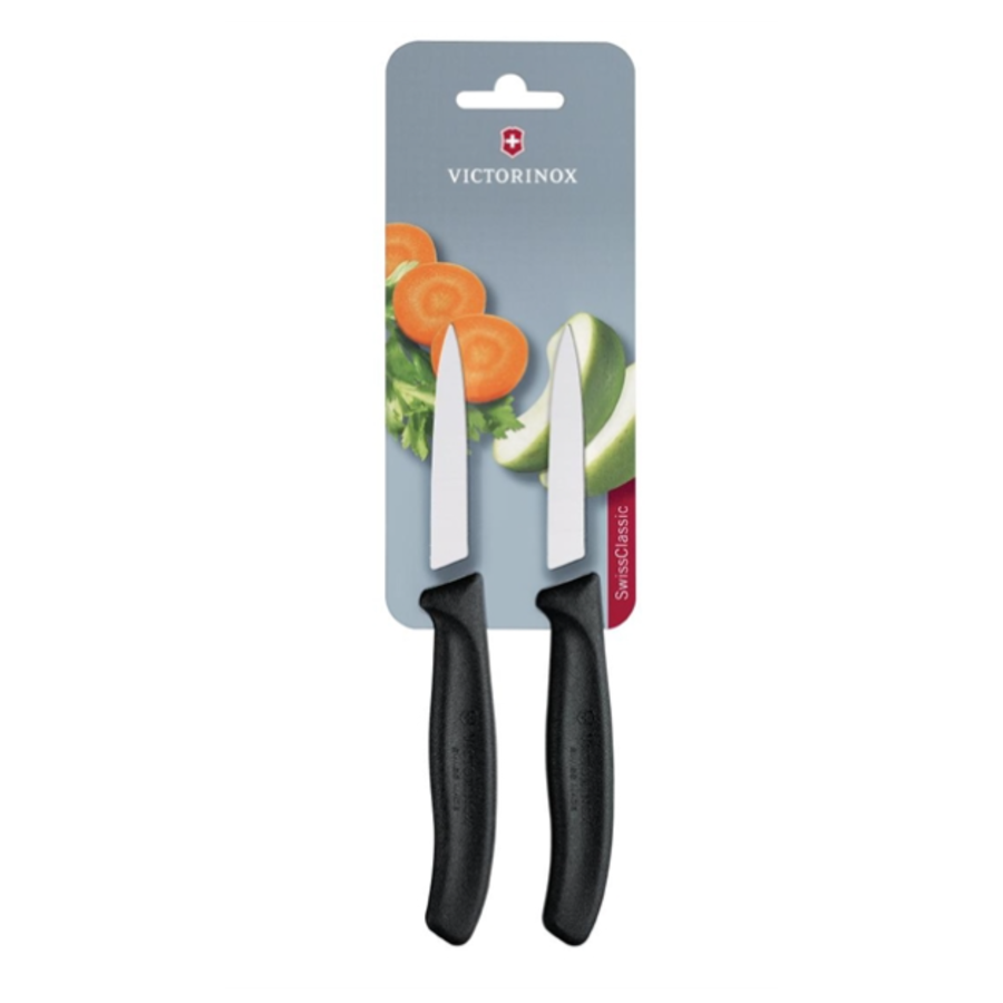 Spitzmesser 8cm Schwarz | Edelstahl | 2 Stück | 18,9 (l) cm