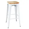 Bolero tabourets hauts de bistrot avec coussin d'assise en bois | blanc | (4 pièces)