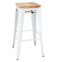 bistro high stools with wooden seat cushion | white | (4 pieces)