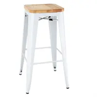 Bolero bistro high stools with wooden seat cushion | white | (4 pieces)