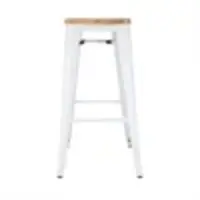 Bolero bistro high stools with wooden seat cushion | white | (4 pieces)