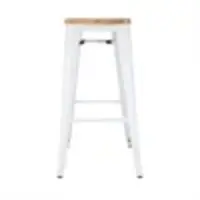tabourets hauts de bistrot avec coussin d'assise en bois | blanc | (4 pièces)