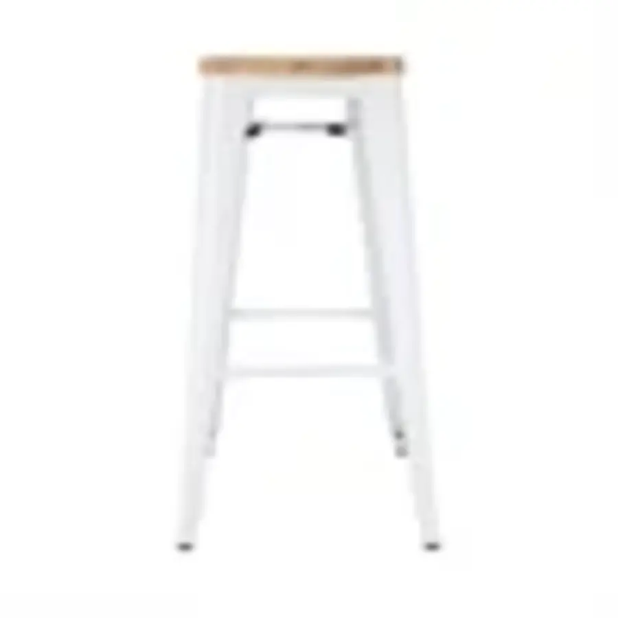 Bolero bistro high stools with wooden seat cushion | white | (4 pieces)