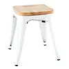 Bolero  tabourets bas de bistrot avec coussin d'assise en bois | blanc | (4 pièces)