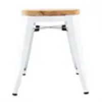 tabourets bas de bistrot avec coussin d'assise en bois | blanc | (4 pièces)