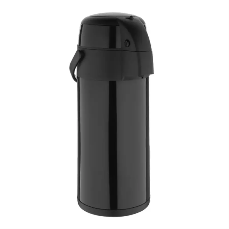 pump action stainless steel double-walled airpot | black
