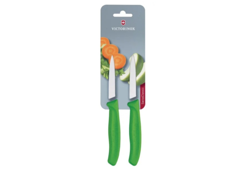  Victorinox schilmesje met spitse punt 8 cm groen| RVS | 2 stuks | 18,9(l)cm 