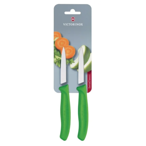  Victorinox schilmesje met spitse punt 8 cm groen| RVS | 2 stuks | 18,9(l)cm 