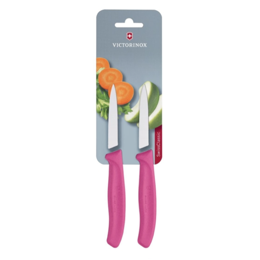 Couteau d'office à pointe pointue 8 cm rose | 2 pièces | acier inoxydable | 18,9(l)cm