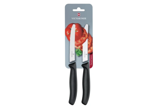  Victorinox Couteau à tomates dentelé/utilitaire 11 cm noir | 2 pièces | acier inoxydable | 21,9(l)cm 