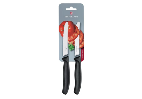  Victorinox Serrated Tomato/Utility Knife 11cm Black | 2 pieces | Stainless steel | 21.9(l)cm 