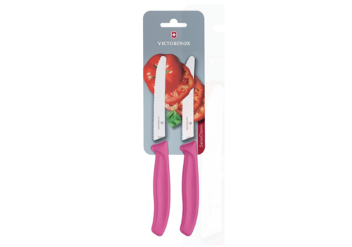  Victorinox 2-delig gekarteld tomaten-/utiliteitsmes 11cm - roze | RVS | 21,9(l)cm 