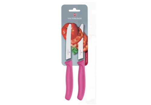  Victorinox 2-piece serrated tomato/utility knife 11cm - pink | Stainless steel | 21.9(l)cm 