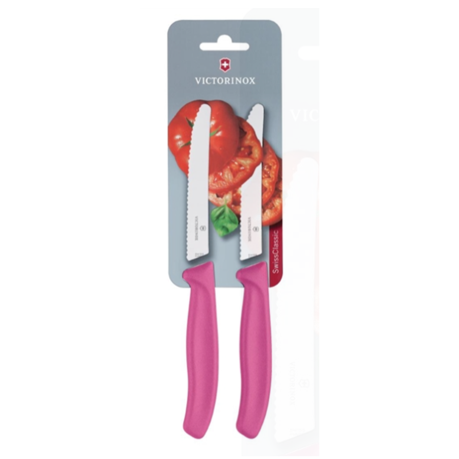 2-piece serrated tomato/utility knife 11cm - pink | Stainless steel | 21.9(l)cm