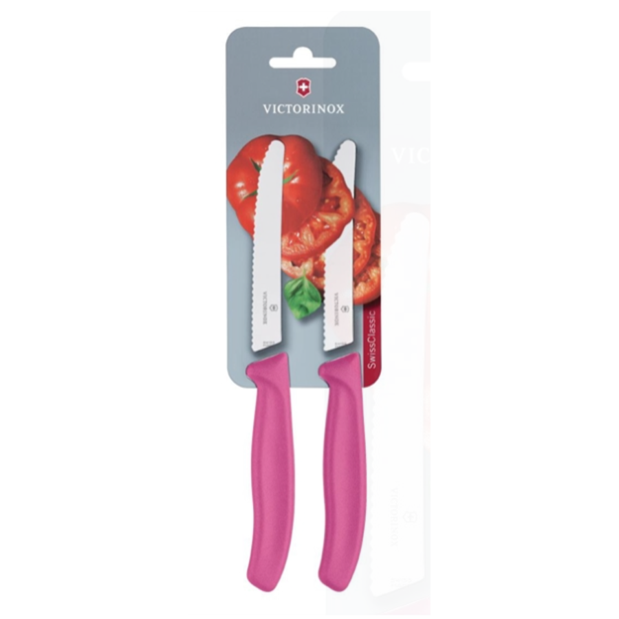 Couteau à tomates/utilitaire dentelé 2 pièces 11 cm - rose | acier inoxydable | 21,9(l)cm