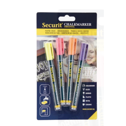  Securit Liquid chalkmarker tropical met 1-2mm | 4 stuks | 8,5(h) x 13(b) x 36(d)cm 