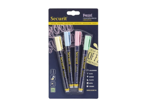  Securit Marqueur à craie pastel liquide de 1 à 2 mm | 4 pièces | 8,5 (h) x 13 (l) x 36 (p) cm 