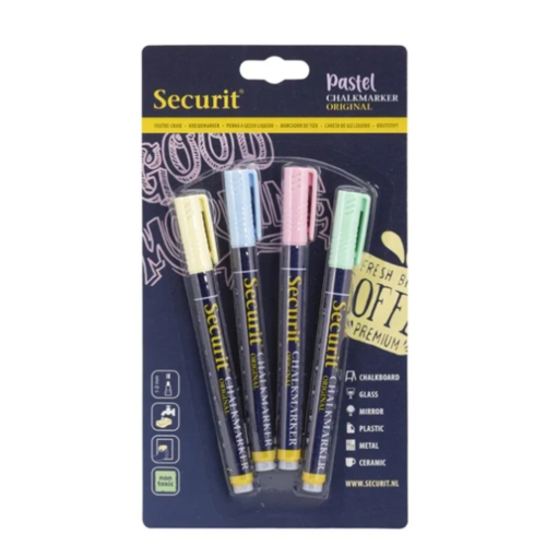  Securit Flüssiger Pastellkreidemarker mit 1-2mm | 4 Stück | 8,5 (H) x 13 (B) x 36 (T) cm 
