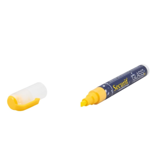  Securit Wasserfester Kreidemarker | Glas + Tafel | Gelb | Flüssigkreide 