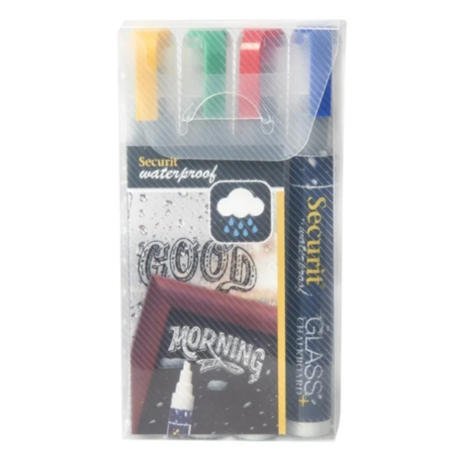 Waterproof krijtstift met 2-6mm punt | Glas+Krijtbord | 4 stuks |