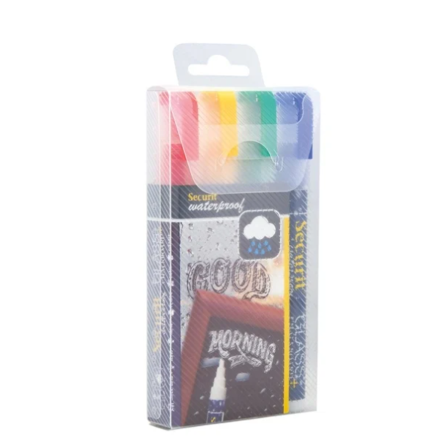 Waterproof chalk marker with 2-6mm point | Glass+Chalkboard | 4 pieces |
