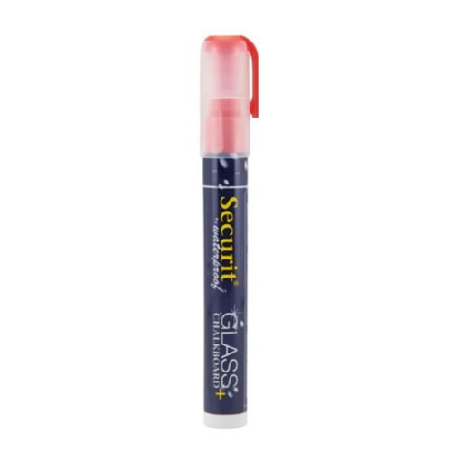  Securit Waterproof chalk marker with 2-6mm nib | Glass + Chalkboard | Red | Liquid chalk 