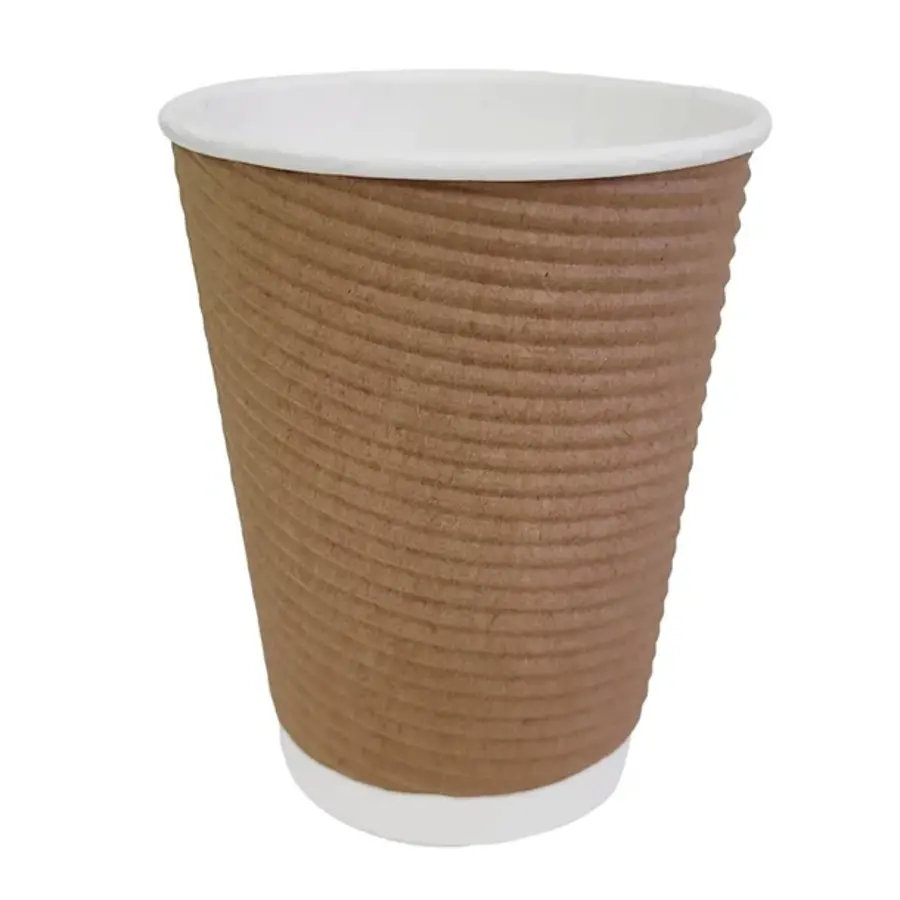 Recycelbare Kaffeebecher mit gerippter Wandung | 340ml (25 Stück)