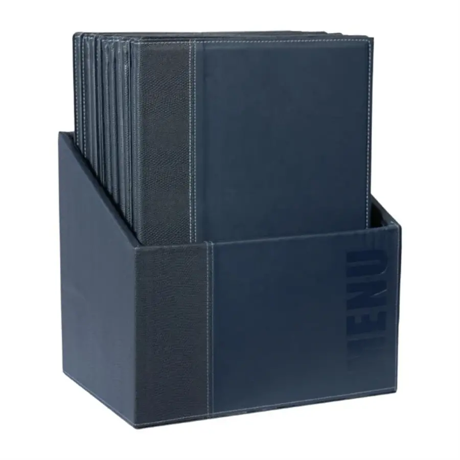 Speisekartenhüllen und Aufbewahrungsbox A4 | Blau | 34 x 25,4 x 0,5 cm | (20 Stück)