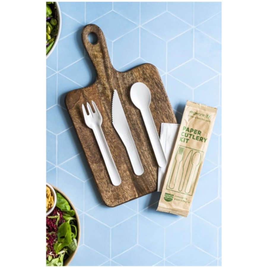 Ensemble de couverts en papier compostables 4 en 1 | 250 pièces | 6(b)cm