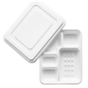 Bagasse Meal Tray with 5 Compartments and Lid | 200 Pieces | 21.8(d)cm