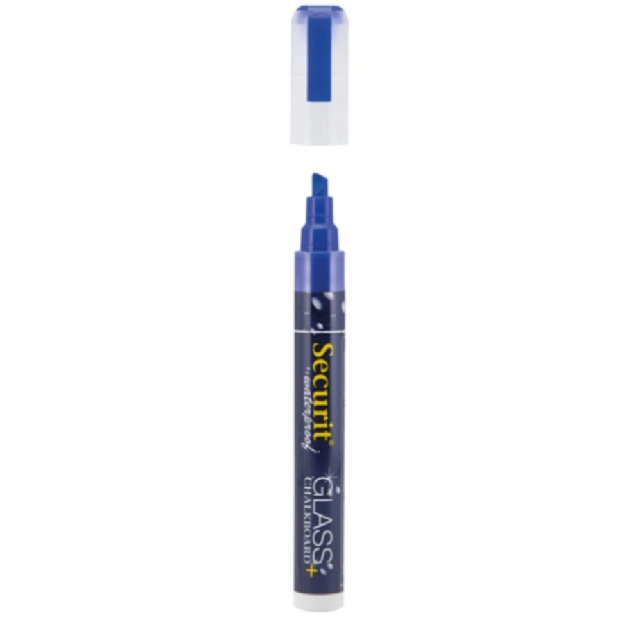 Waterproof chalk marker with 2-6mm nib | Glass + Chalkboard | Blue | Liquid chalk