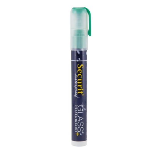  Securit Waterproof Chalk Marker with 2-6mm Nib | Glass + Chalkboard | Green | Liquid Chalk 