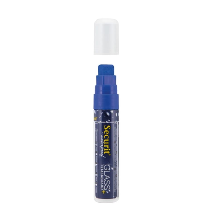 Waterproof chalk marker with 7-15mm nib | Glass + Chalkboard | Blue | Liquid chalk